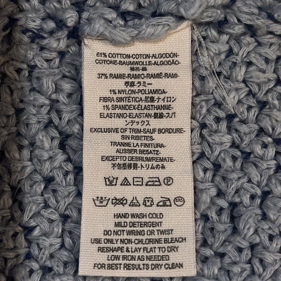 Free People Love Me Tender open Cardigan light blue fringe bottom hoodie Sz M - Picture 10 of 13